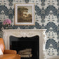 Auden Dark Blue Floral Grandeur Wallpaper