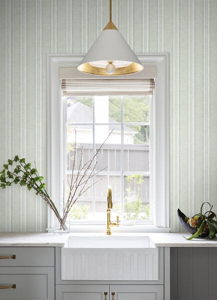 Ayanna Light Green Striped Wallpaper