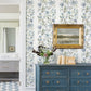 Teonna Blue Floral Stripe Wallpaper
