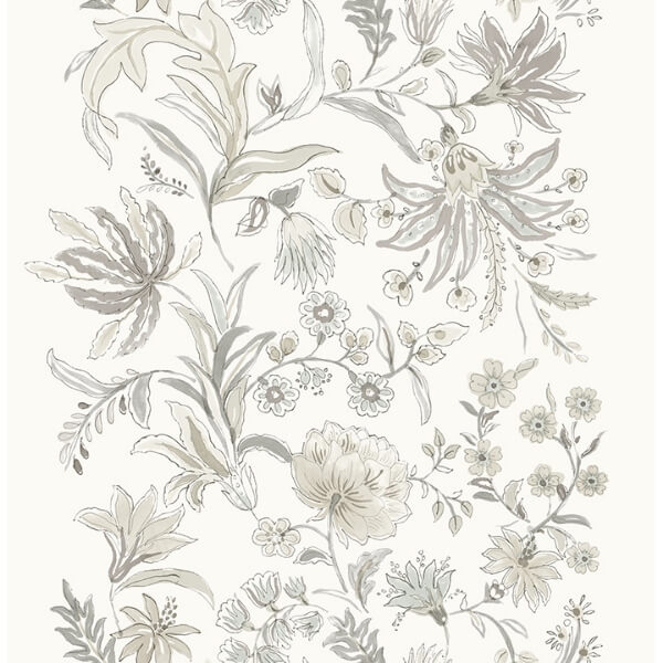 Teonna Light Grey Floral Stripe Wallpaper