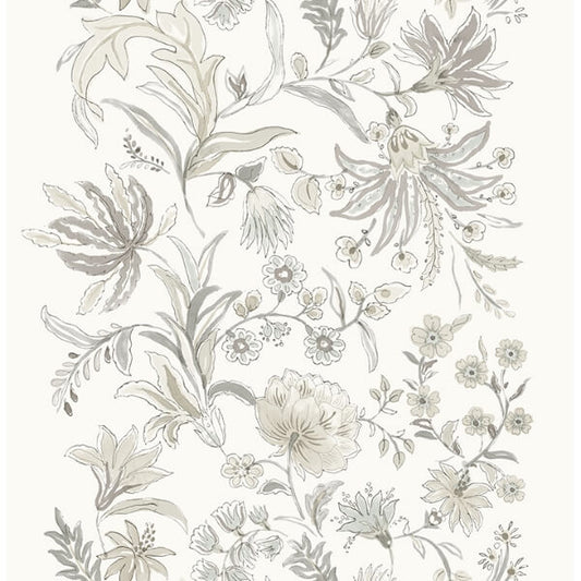 Teonna Light Grey Floral Stripe Wallpaper