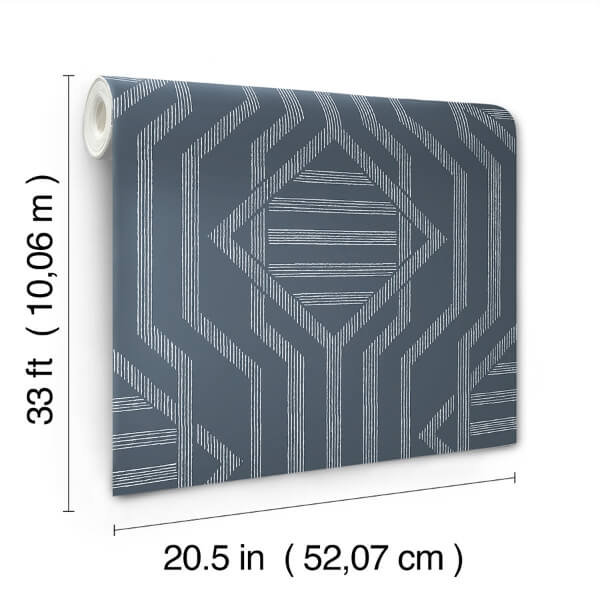 Essex Navy Geometric Wallpaper