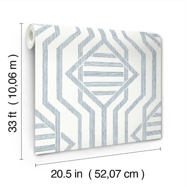 Essex Dark Blue Geometric Wallpaper