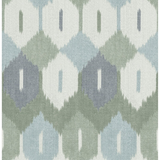 Abilene Sea Green Ikat Wallpaper