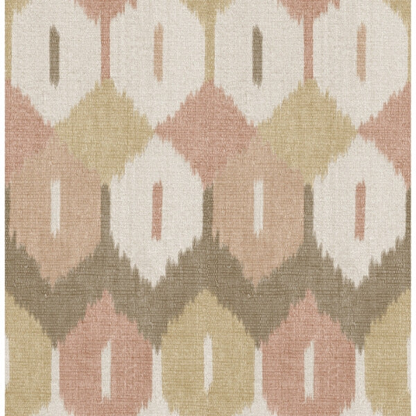 Abilene Apricot Ikat Wallpaper