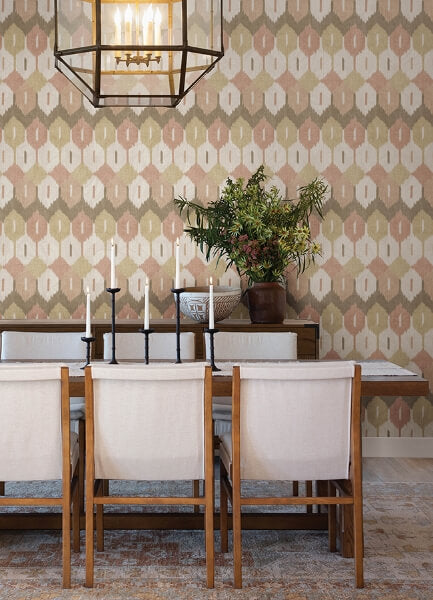 Abilene Apricot Ikat Wallpaper
