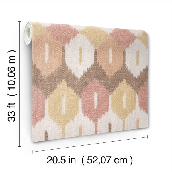 Abilene Apricot Ikat Wallpaper