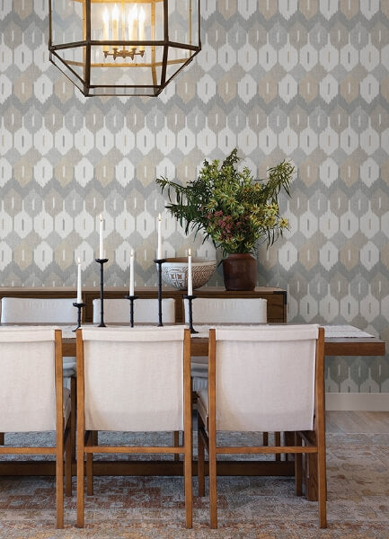 Abilene Neutral Ikat Wallpaper