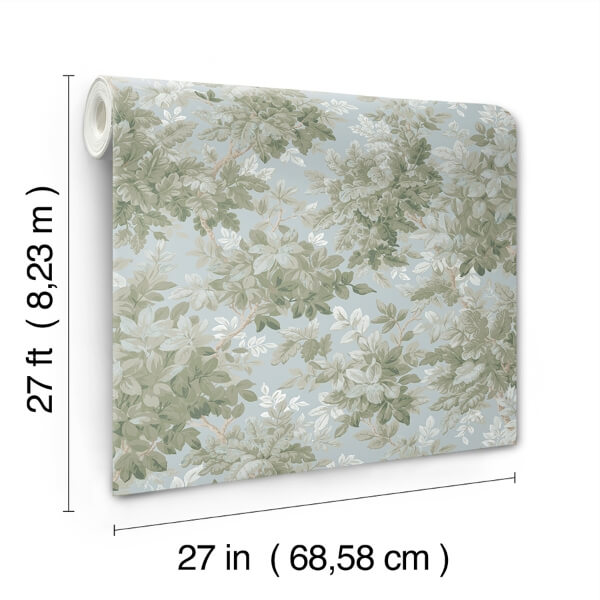 Greenwood Light Blue Deciduous Wallpaper