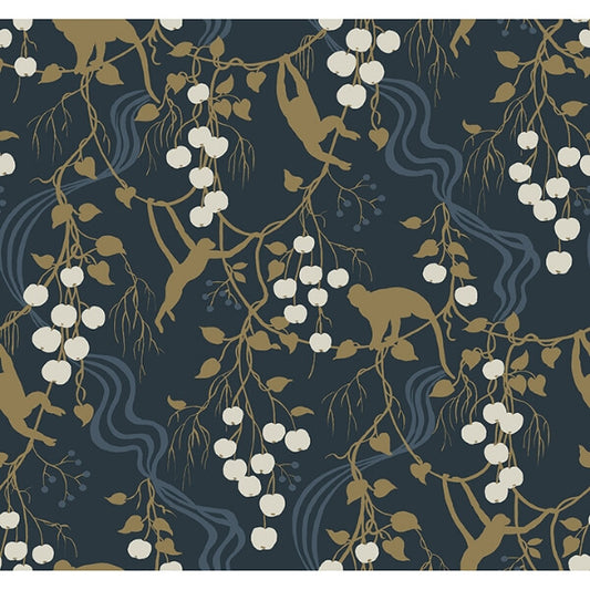 Linden Navy Jungle Canopy Wallpaper