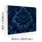 Shadow Blue Flocked Damask Wallpaper