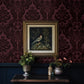 Shadow Merlot Flocked Damask Wallpaper