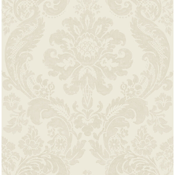 Shadow Cream Flocked Damask Wallpaper