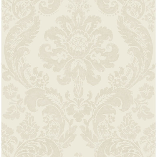 Shadow Cream Flocked Damask Wallpaper
