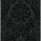 Shadow Black Flocked Damask Wallpaper