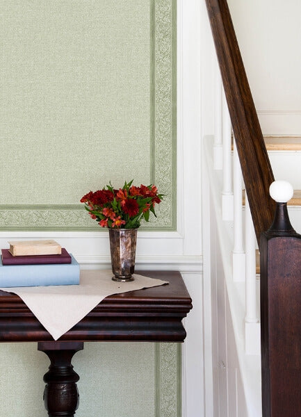 Carved Floral Green Trim Wall Border