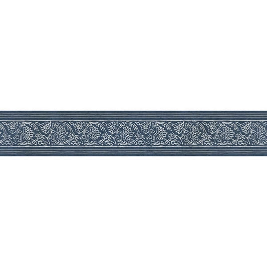 Carved Floral Blue Trim Wall Border