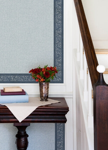 Carved Floral Blue Trim Wall Border