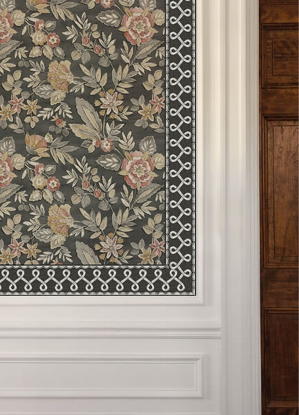 Scalloped Ribbon Black Trim Wall Border