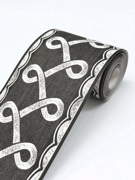 Scalloped Ribbon Black Trim Wall Border
