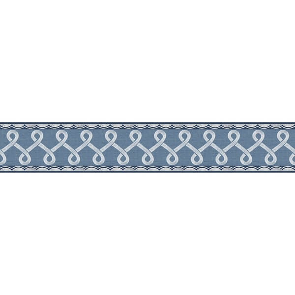 Scalloped Ribbon Blue Trim Wall Border