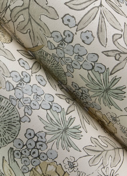 Goldfinch Neutral Birds and Blooms Wallpaper