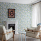 Goldfinch Aqua Birds and Blooms Wallpaper