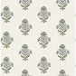 Hollyhock Aqua Floral Crest Wallpaper