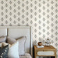 Hollyhock Aqua Floral Crest Wallpaper