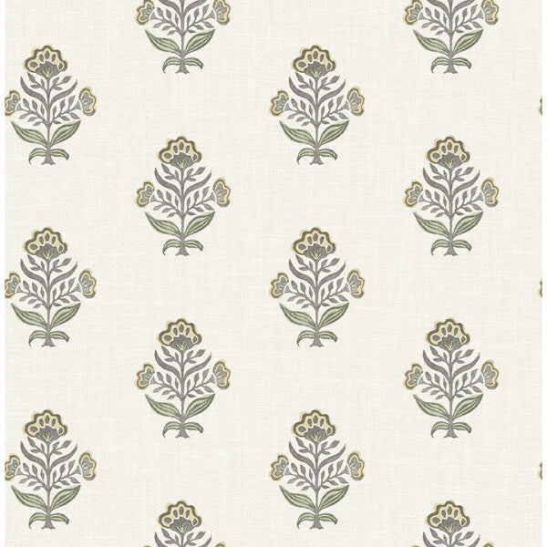 Hollyhock Honey Floral Crest Wallpaper