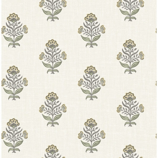 Hollyhock Honey Floral Crest Wallpaper