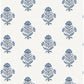 Hollyhock Blue Floral Crest Wallpaper