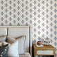 Hollyhock Blue Floral Crest Wallpaper