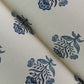 Hollyhock Blue Floral Crest Wallpaper