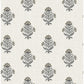 Hollyhock Black Floral Crest Wallpaper