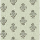 Hollyhock Green Floral Crest Wallpaper