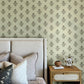 Hollyhock Green Floral Crest Wallpaper