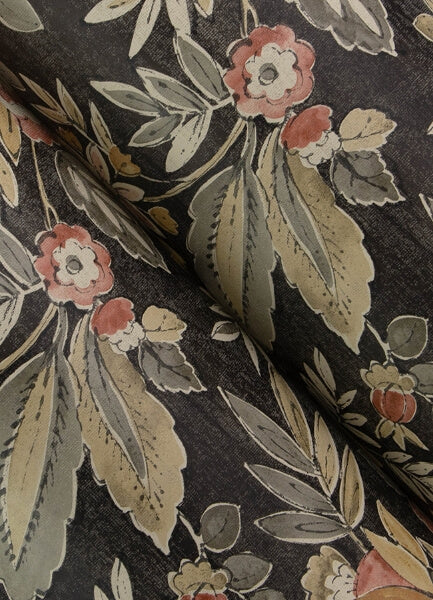 Begonia Black Floral Trail Wallpaper
