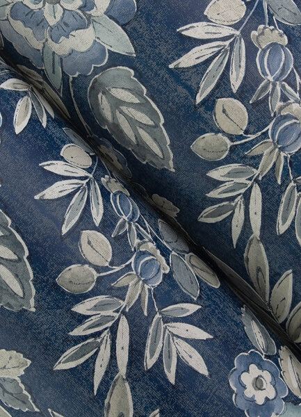 Begonia Indigo Floral Trail Wallpaper