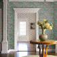 Begonia Teal Floral Trail Wallpaper