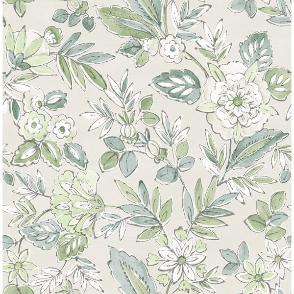 Begonia Sea Green Floral Trail Wallpaper