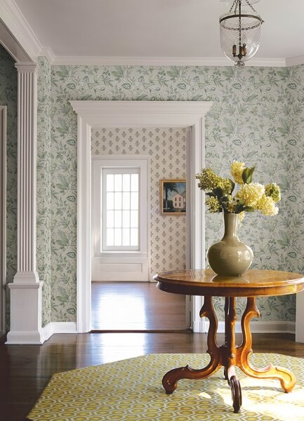 Begonia Sea Green Floral Trail Wallpaper