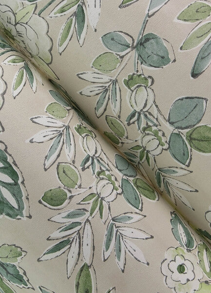 Begonia Sea Green Floral Trail Wallpaper