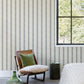 Mandevilla Black Vine Stripe Wallpaper