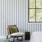 Mandevilla Blue Vine Stripe Wallpaper
