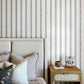 Mandevilla Blue Vine Stripe Wallpaper