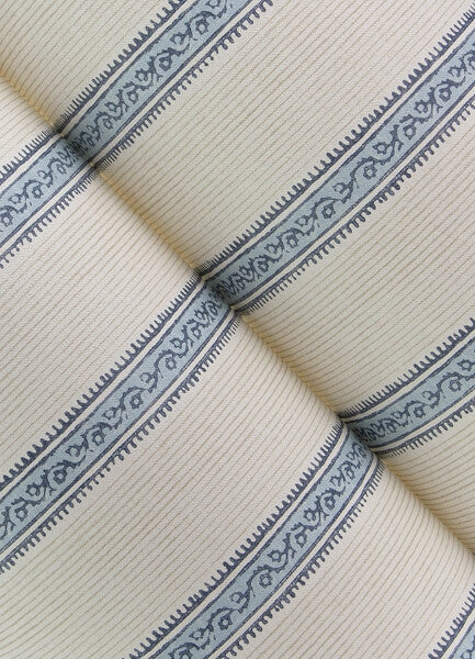 Mandevilla Blue Vine Stripe Wallpaper