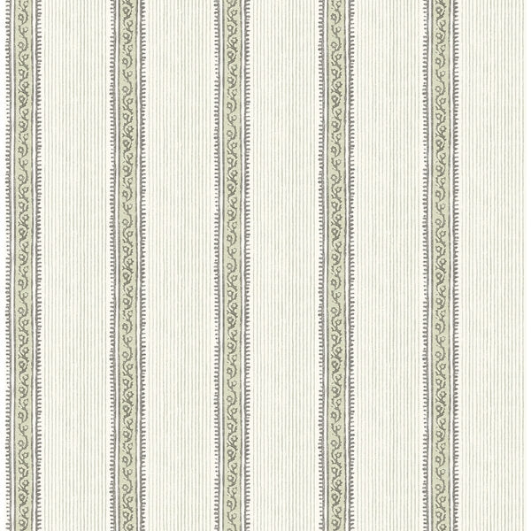 Mandevilla Green Vine Stripe Wallpaper