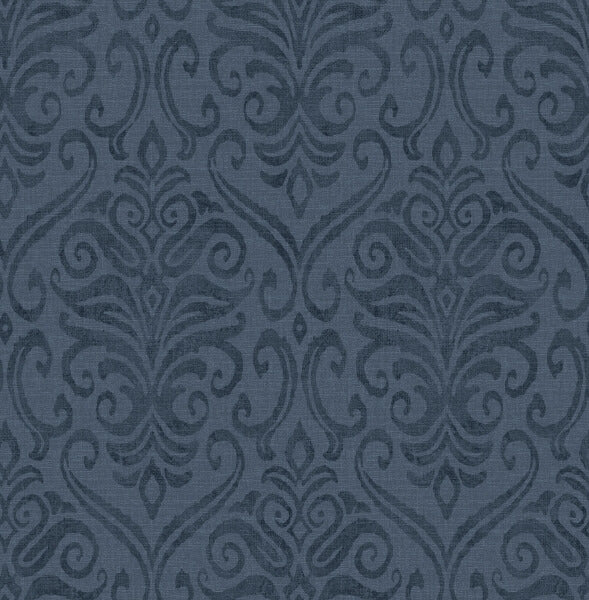 Adavu Blue Damask Wallpaper
