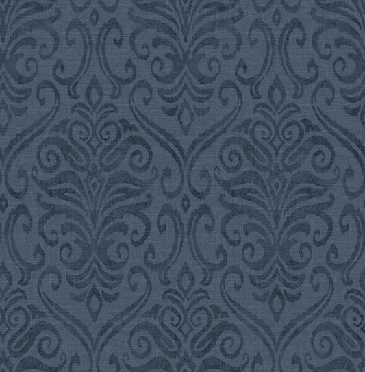 Adavu Blue Damask Wallpaper